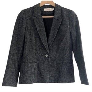 Young Pendleton Womens 10 Blazer 100% Virgin Wool Black White Button Made USA